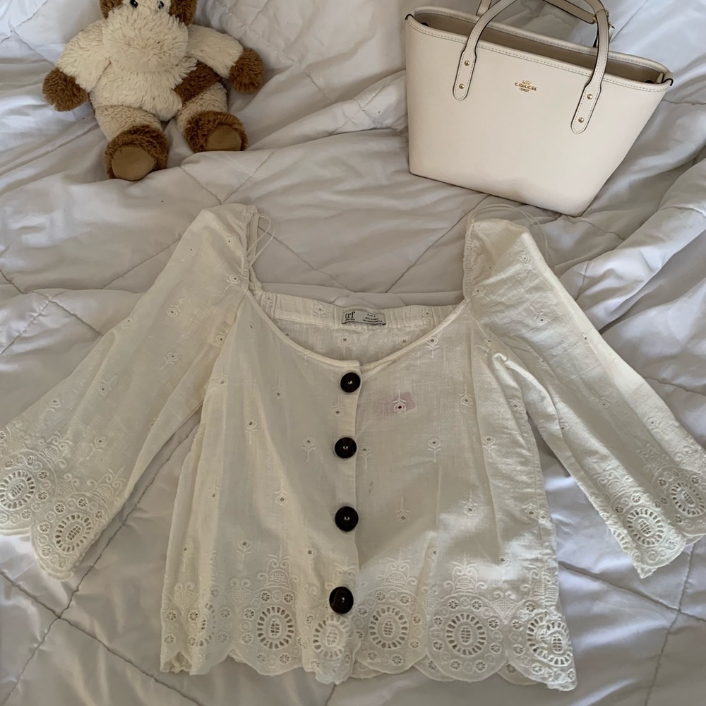 Off the shoulder white top